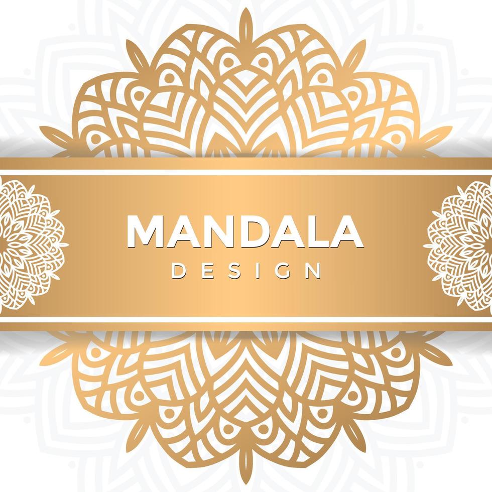 lusso mandala ornamentale design invito a nozze sfondo in colore oro. vettore