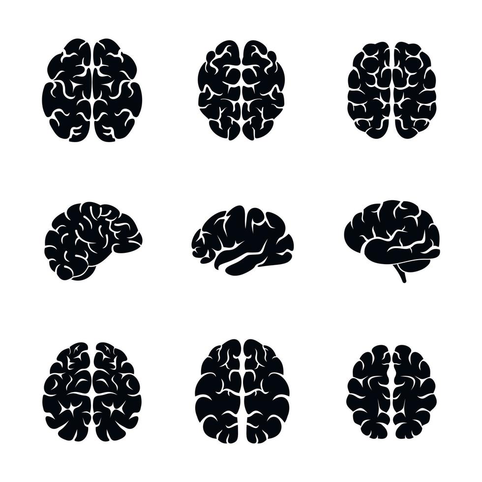 set di icone di pensiero del cervello, stile semplice vettore