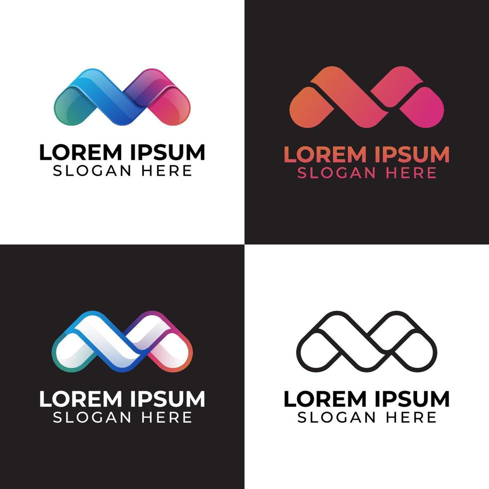 design moderno del logo a colori della lettera iniziale m per il tuo marchio e attività commerciale con loghi di altre versioni vettore