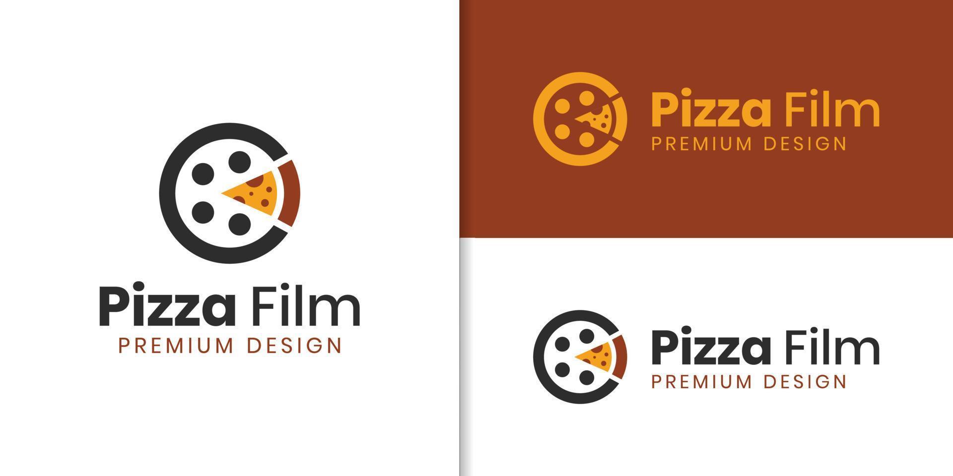 design creativo del logo del film della pizza per il modello vettoriale del logo del menu del cibo aziendale