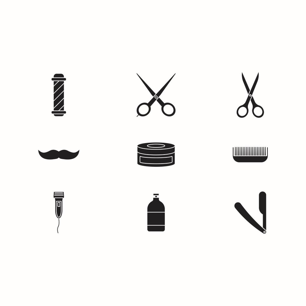 vettore di set da barbiere per la presentazione dell'icona del simbolo del sito Web