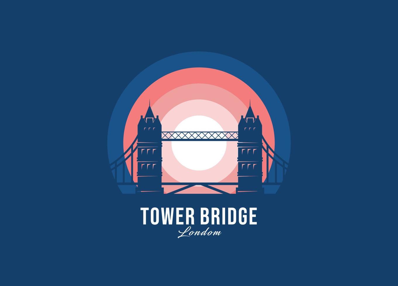 logotipo del Tower Bridge di Londra. illustrazione di architettura più grande del mondo. vettore di simbolo al chiaro di luna moderno. eps 10