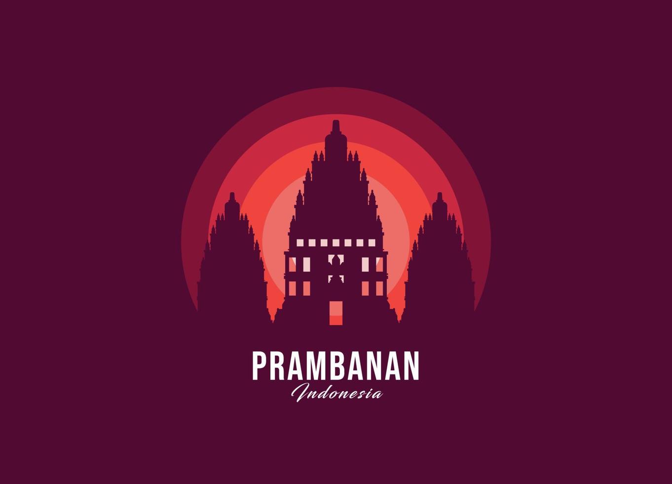 logotipo del tempio prambanan dell'indonesia. illustrazione di architettura più grande del mondo. vettore di simbolo al chiaro di luna moderno. eps 10
