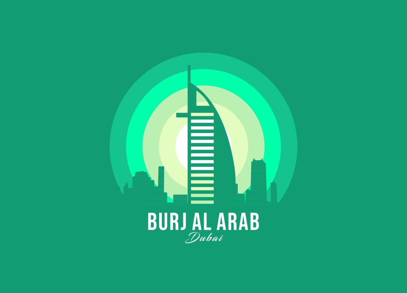 logotipo burj al arab di dubai. illustrazione di architettura più grande del mondo. vettore di simbolo al chiaro di luna moderno. eps 10