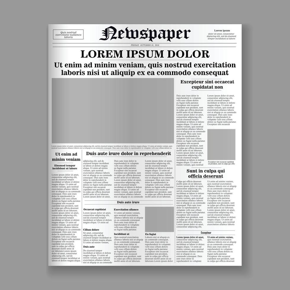 prima pagina del giornale vettore