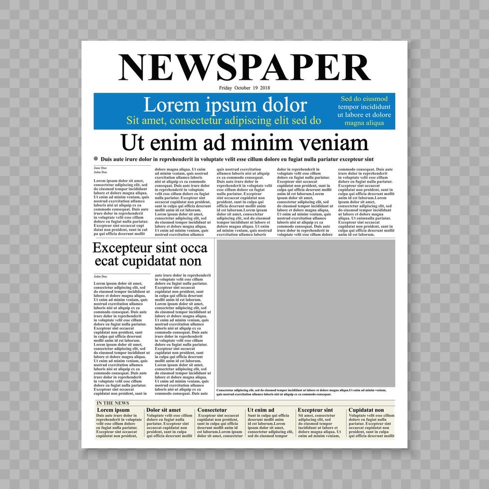 prima pagina del giornale vettore