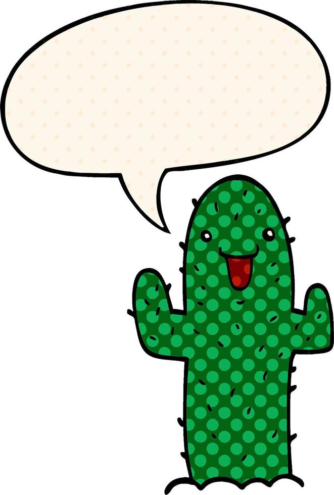 cartone animato cactus e fumetto in stile fumetto vettore