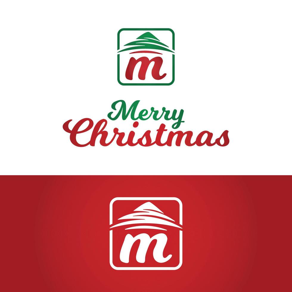 lettera iniziale m buon natale logo design template vettore