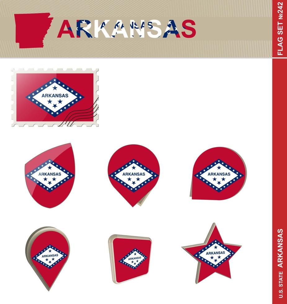 set di bandiere dell'Arkansas, set di bandiere vettore