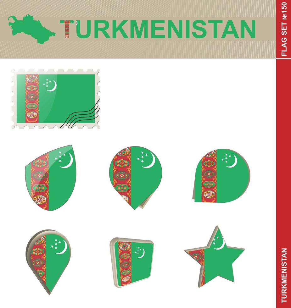 set di bandiere del turkmeno, set di bandiere vettore