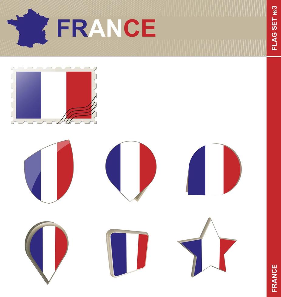 set di bandiere della francia, set di bandiere vettore