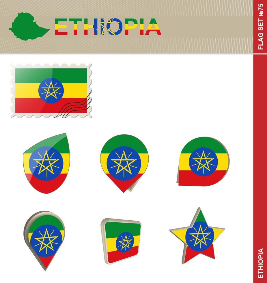 set di bandiere dell'Etiopia, set di bandiere vettore