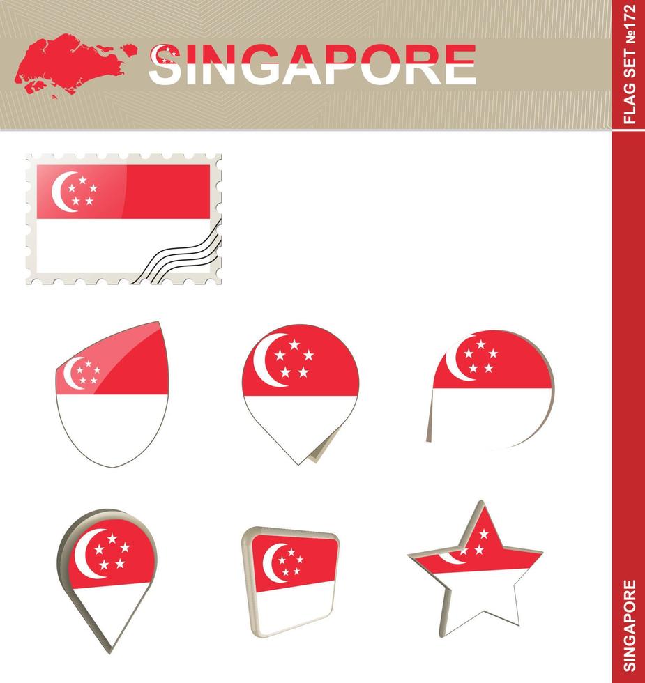 set di bandiere di singapore, set di bandiere vettore