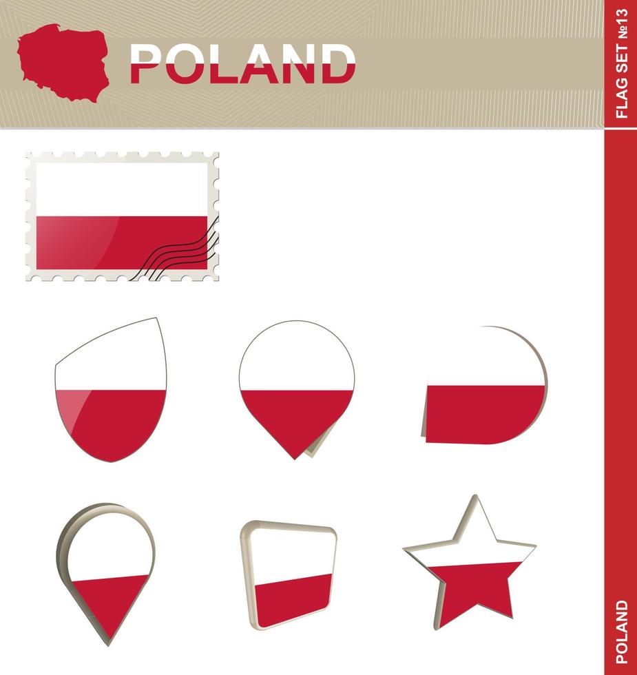 set di bandiere della polonia, set di bandiere vettore