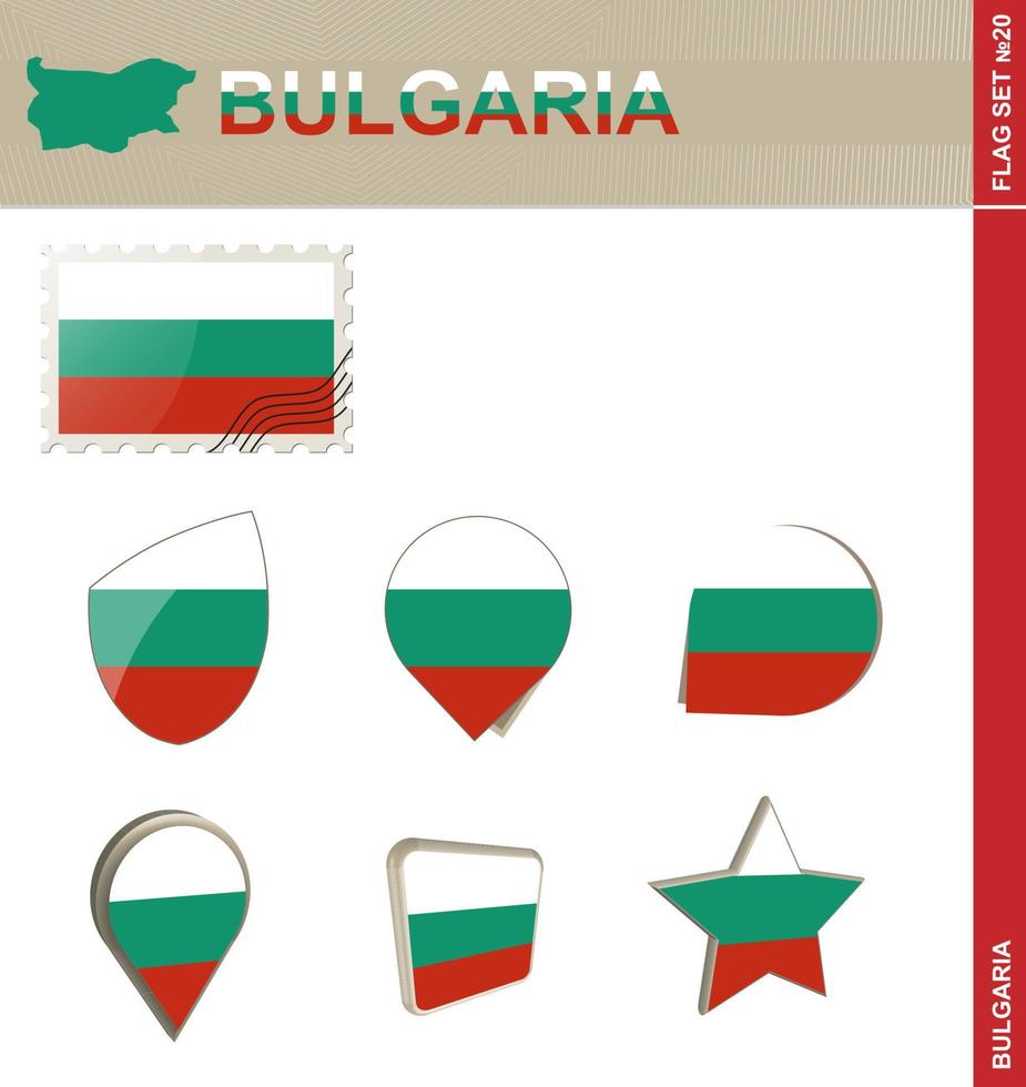 set di bandiere della Bulgaria, set di bandiere vettore