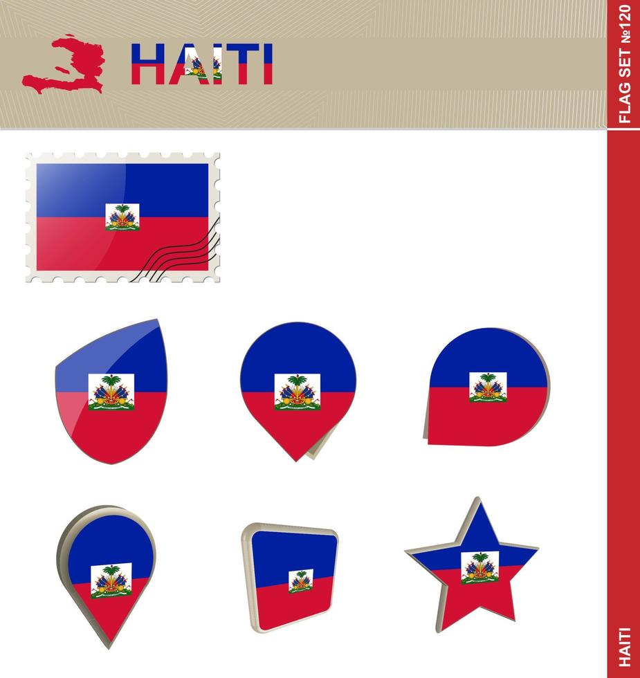 set di bandiere di haiti, set di bandiere vettore