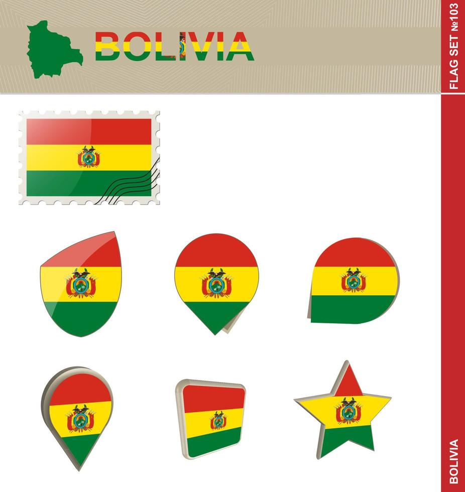 set di bandiere della bolivia, set di bandiere vettore