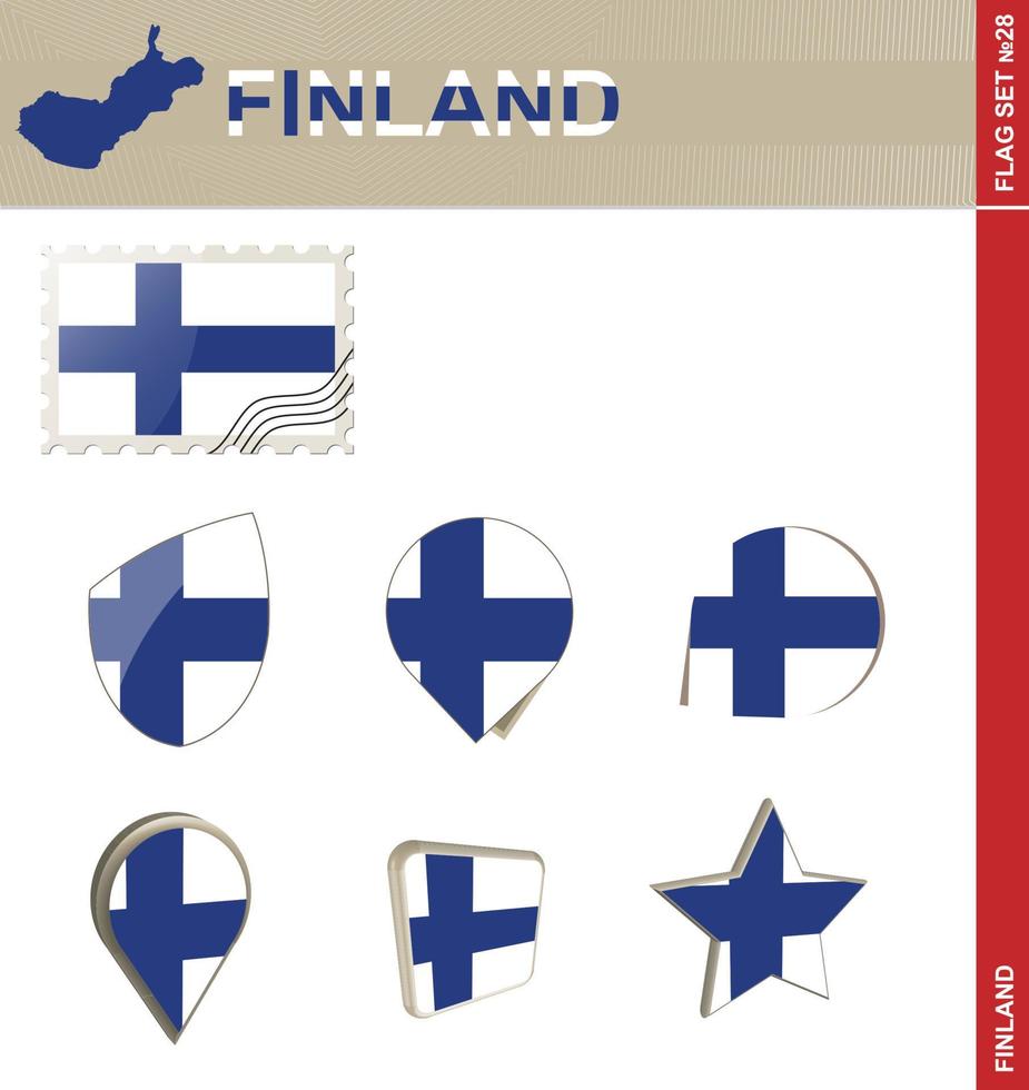 set di bandiere finlandia, set di bandiere vettore