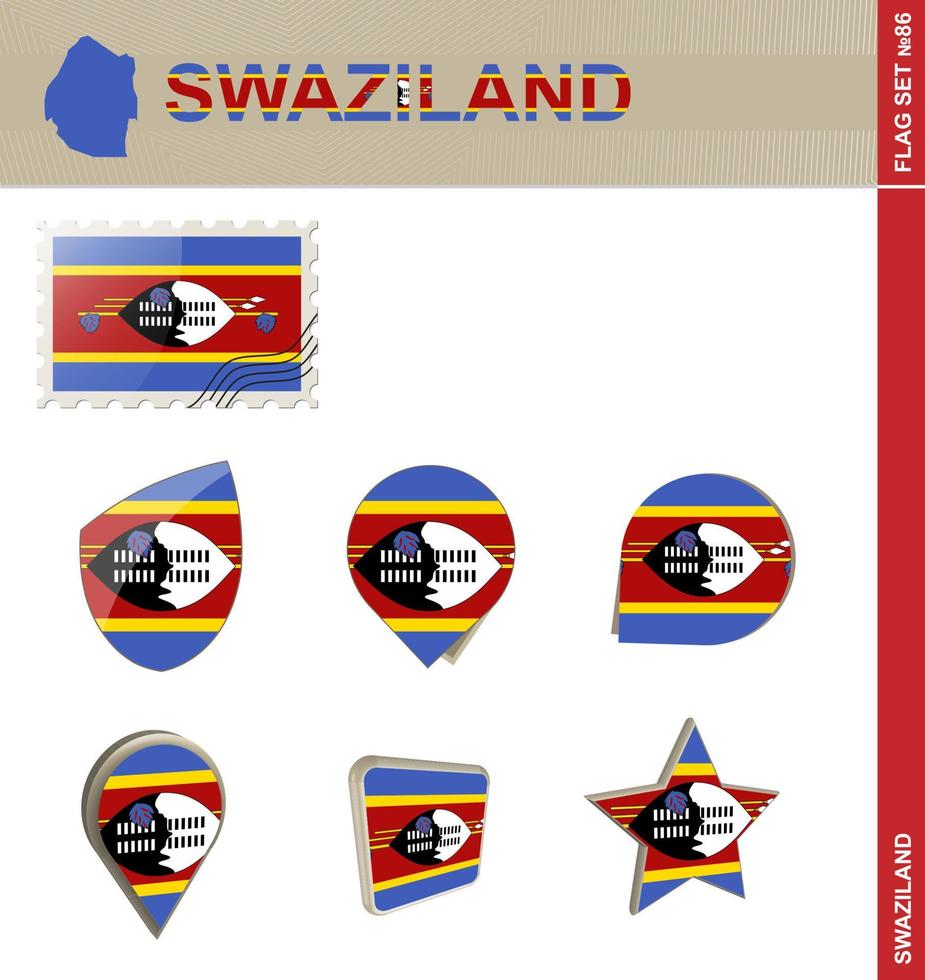 set di bandiere dello swaziland, set di bandiere vettore