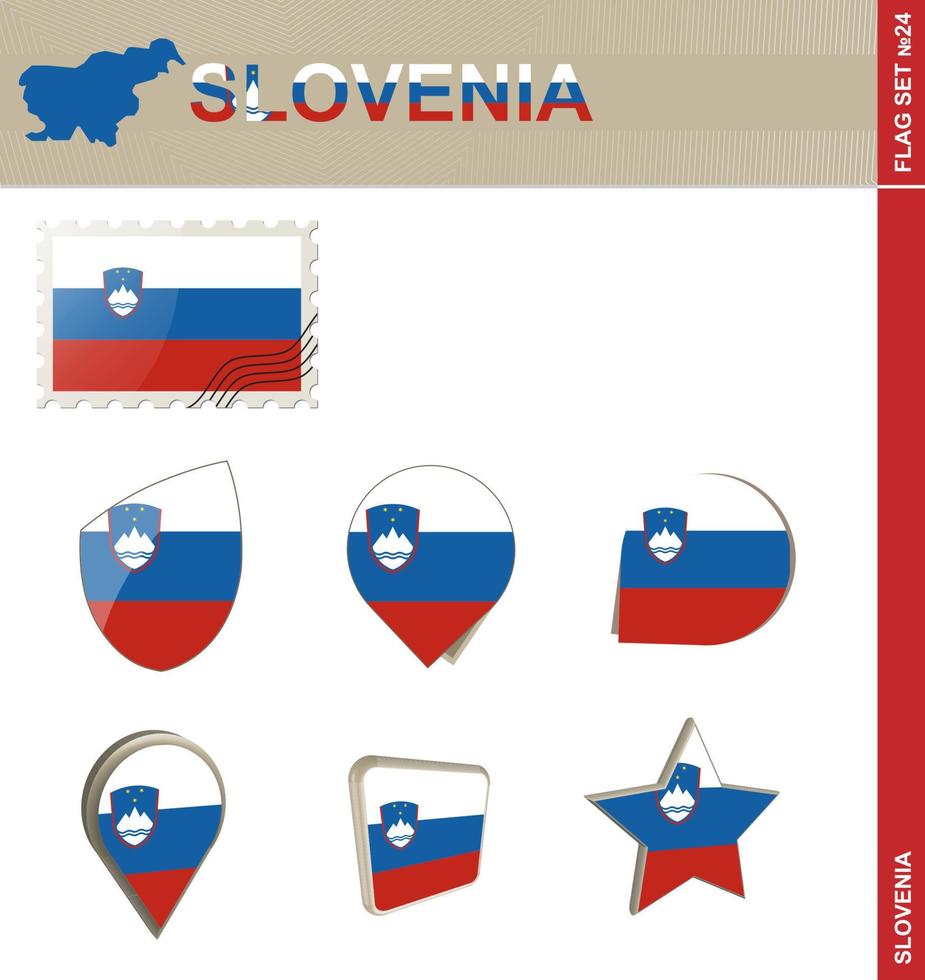 set di bandiere della slovenia, set di bandiere vettore