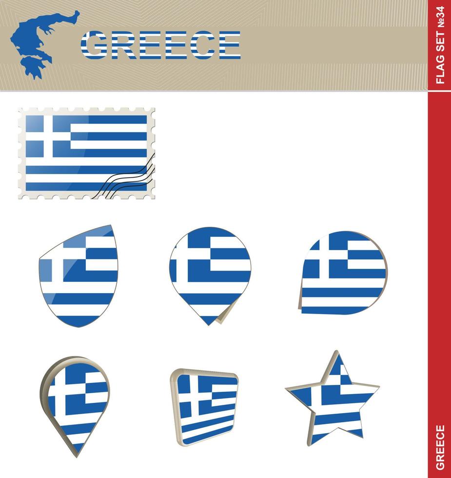set di bandiere della grecia, set di bandiere vettore