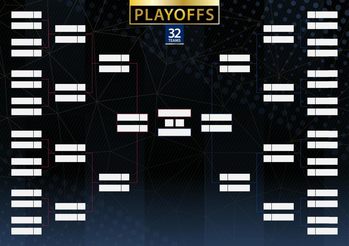 due staffe di tornei di conferenza per 32 squadre o giocatori su sfondo scuro. vettore