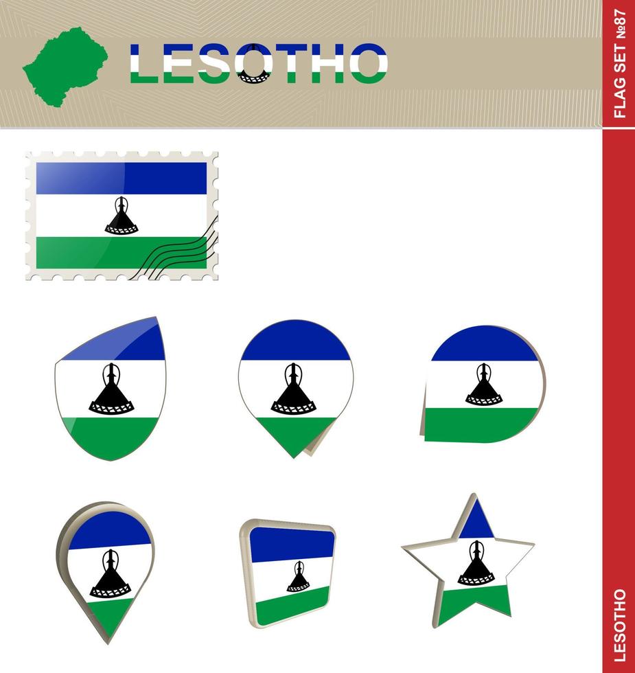 set di bandiere del lesotho, set di bandiere vettore