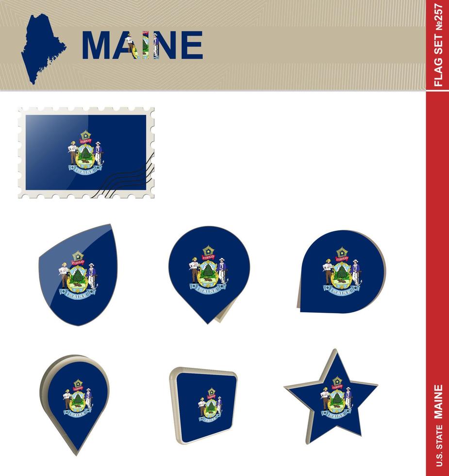set di bandiere del Maine, set di bandiere vettore