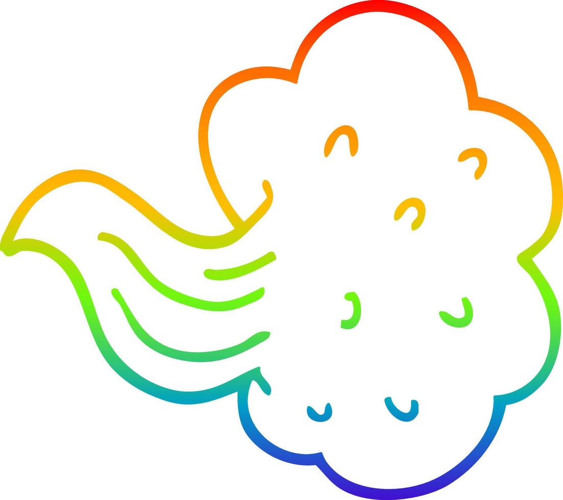 arcobaleno gradiente linea disegno cartone animato folata d'aria vettore