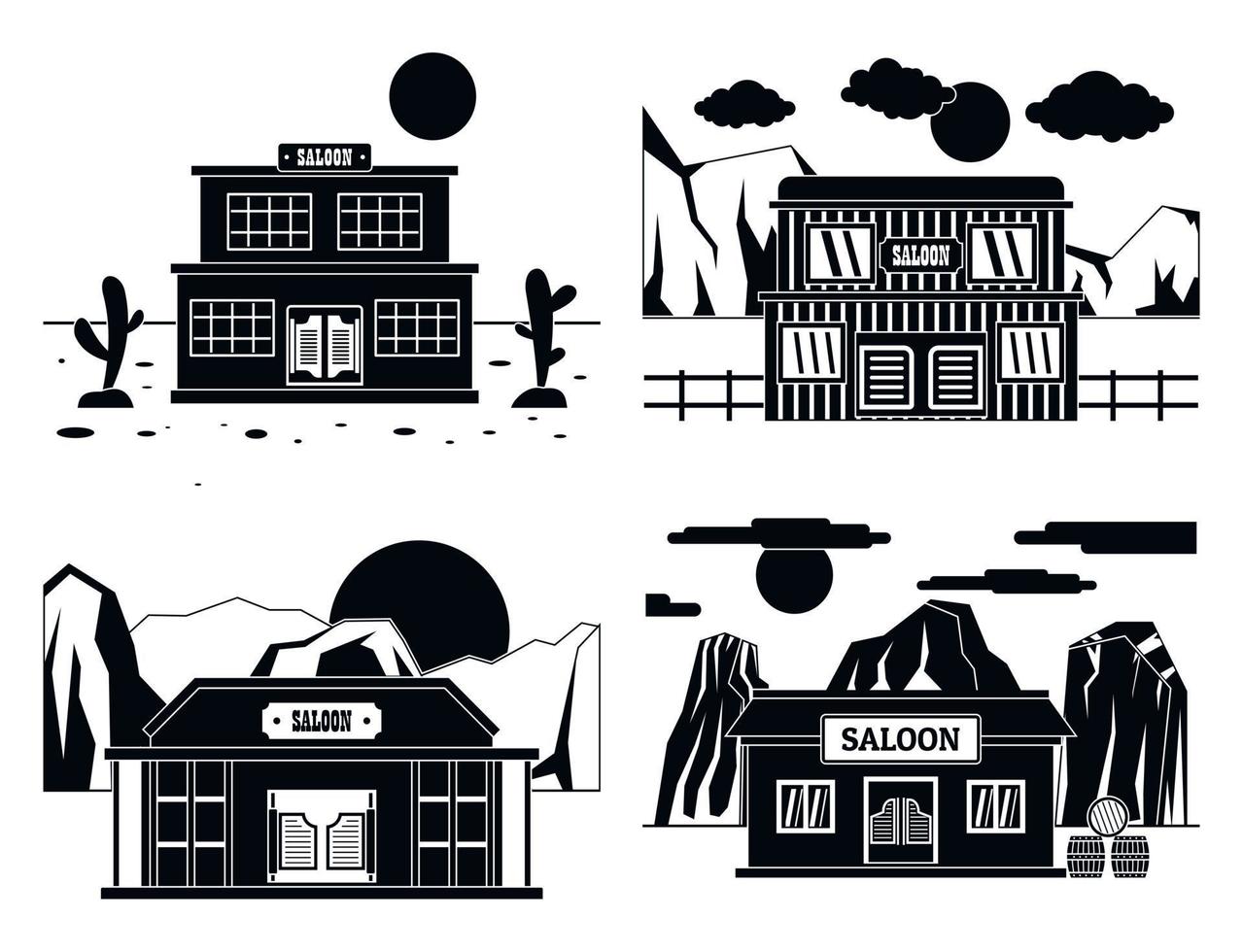 saloon wild west banner concept set, stile semplice vettore