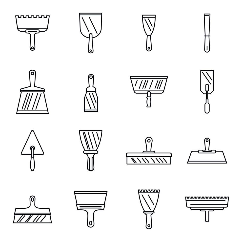 costruzione spatola set di icone, struttura di stile vettore
