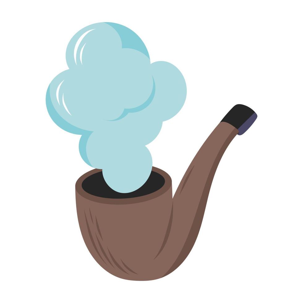 fumando la pipa. tubo di tabacco isolato. illustrazione vettoriale