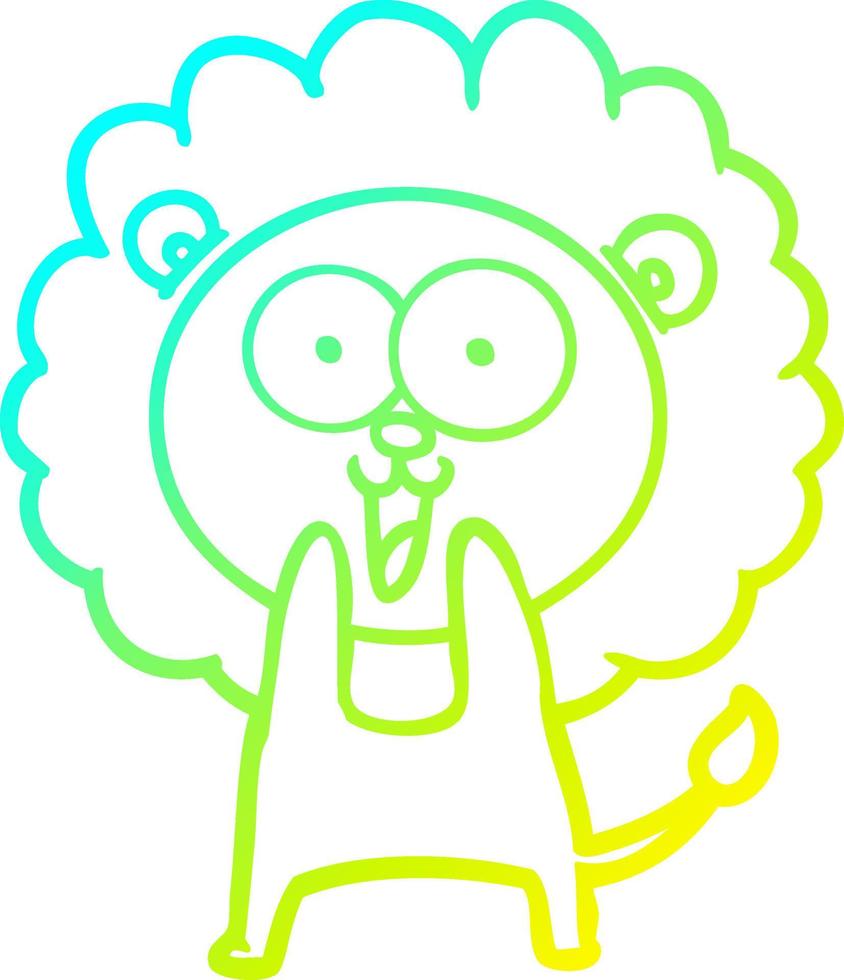 disegno a tratteggio a gradiente freddo leone cartone animato felice vettore
