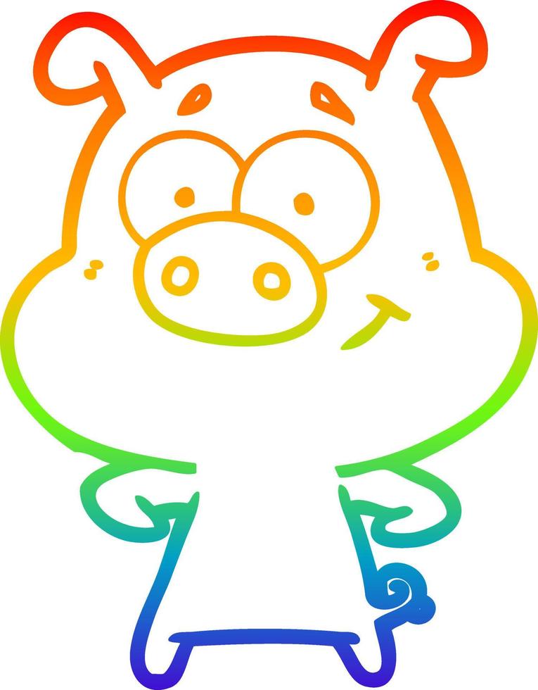 arcobaleno gradiente di disegno di maiale felice cartone animato vettore