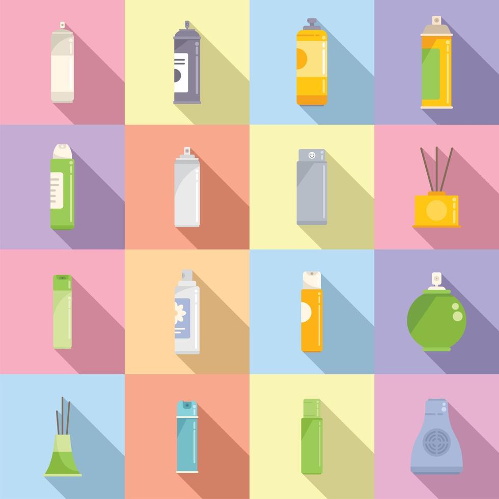 le icone del deodorante per ambienti impostano il vettore piatto. respirazione automatica