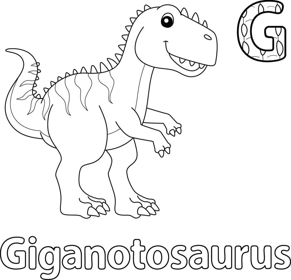 giganotosaurus alfabeto abc da colorare pagina g vettore