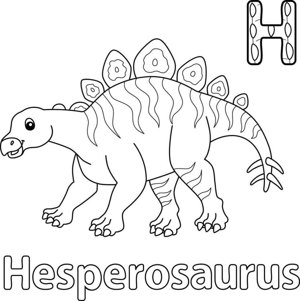 hesperosaurus alfabeto abc da colorare pagina h vettore