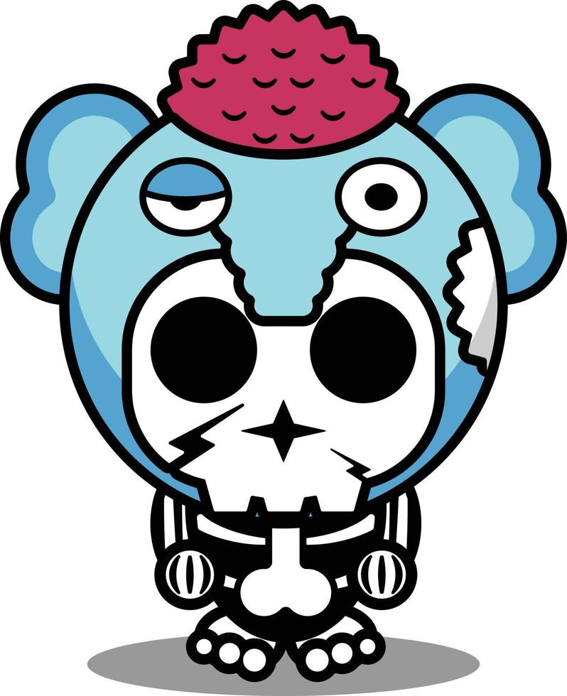 illustrazione vettoriale di simpatico personaggio dei cartoni animati zombie mascotte osso animale elefante halloween