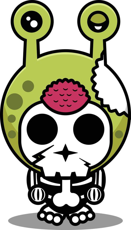 illustrazione vettoriale di simpatico personaggio dei cartoni animati zombie mascotte osso animale lumaca halloween