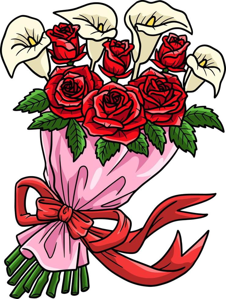 clipart colorate del fumetto del mazzo di fiori vettore