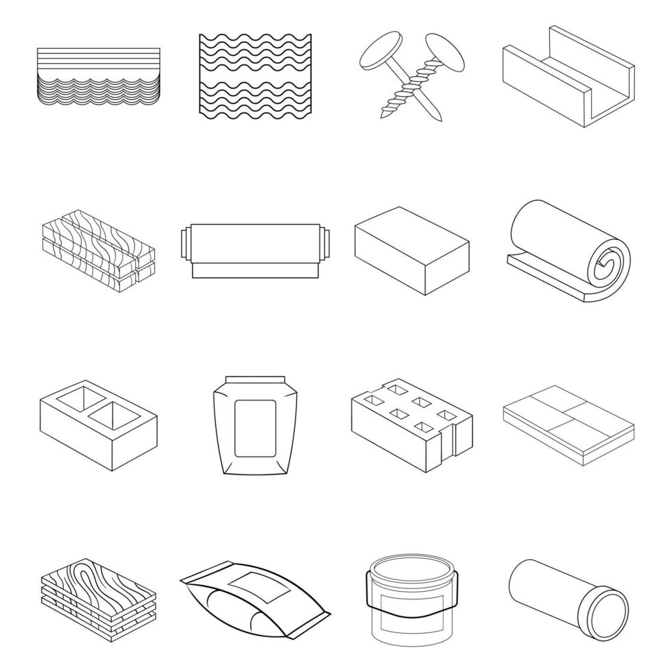 Contorno stabilito dell'icona del materiale da costruzione vettore