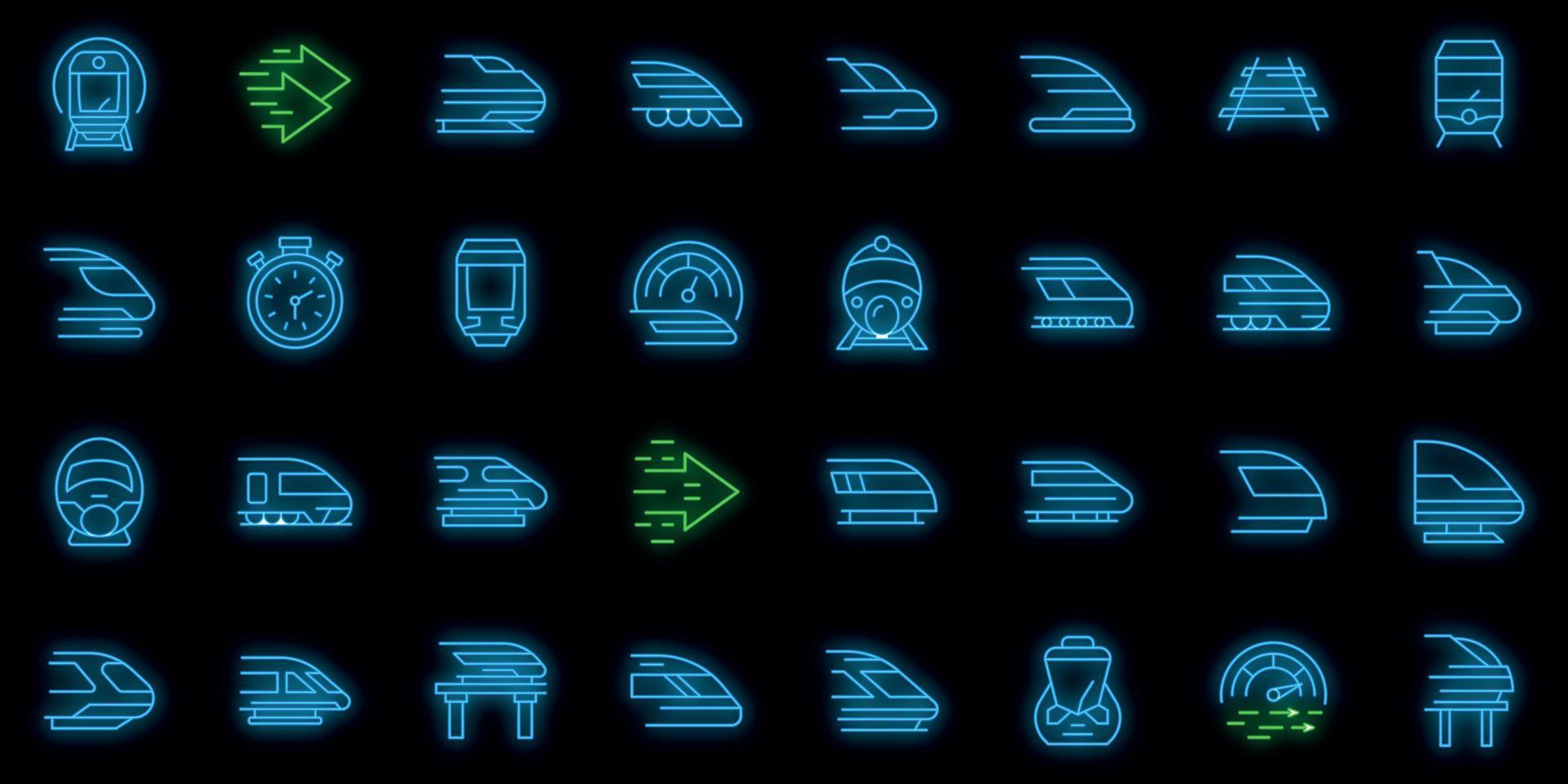 le icone del trasporto ad alta velocità impostano il neon vettoriale