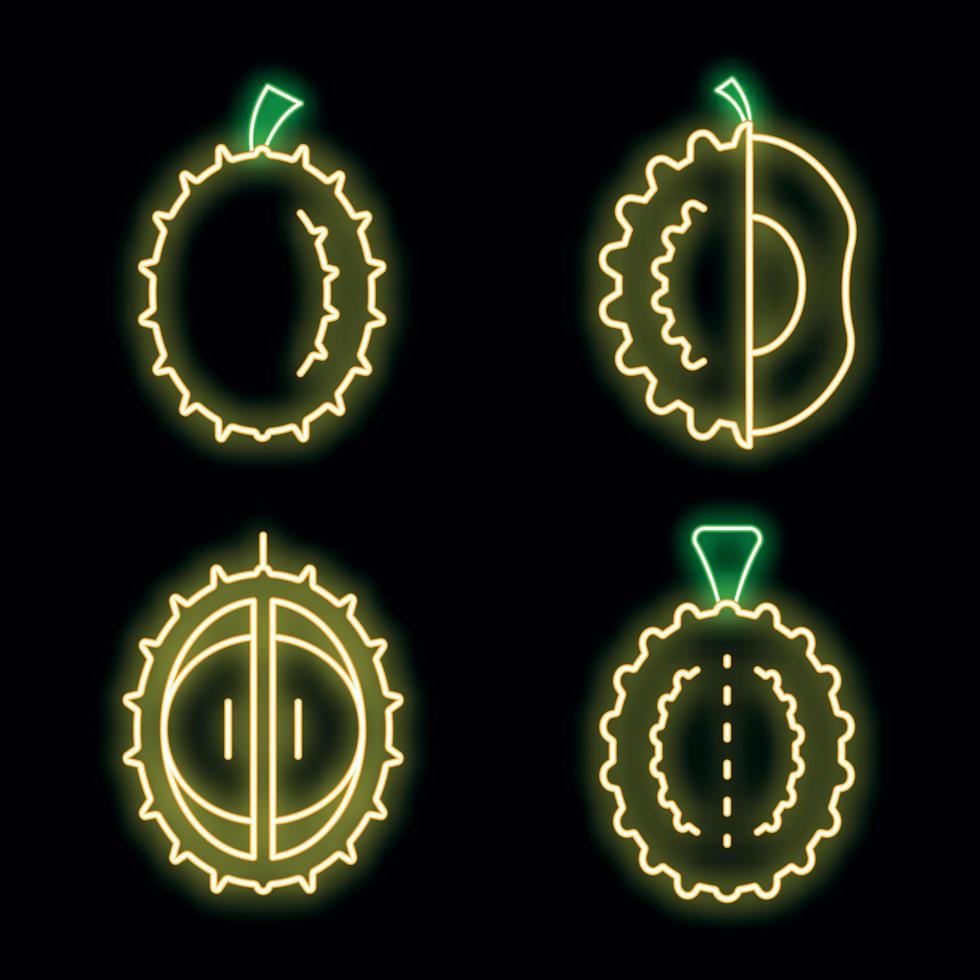 le icone durian impostano il neon vettoriale