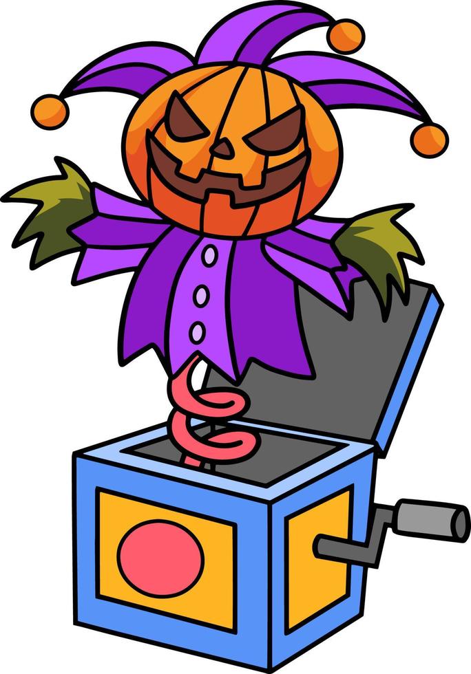 jack nella scatola clipart colorate del fumetto di halloween vettore