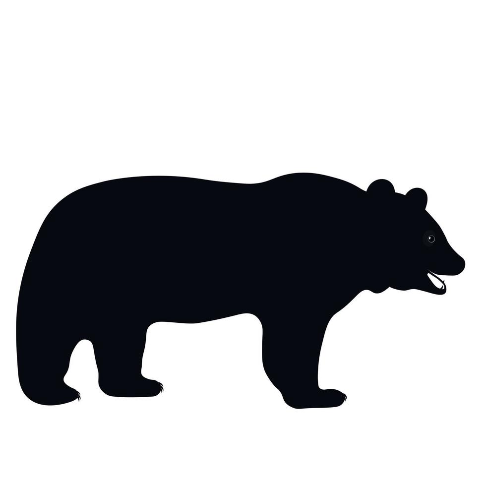 illustrazione di riserva di vettore dell'orso himalayano. sagoma nera di un animale. sta su 4 zampe. Isolato su uno sfondo bianco.