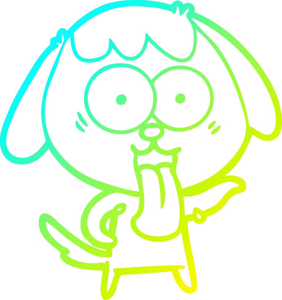 disegno a tratteggio a gradiente freddo cane simpatico cartone animato vettore