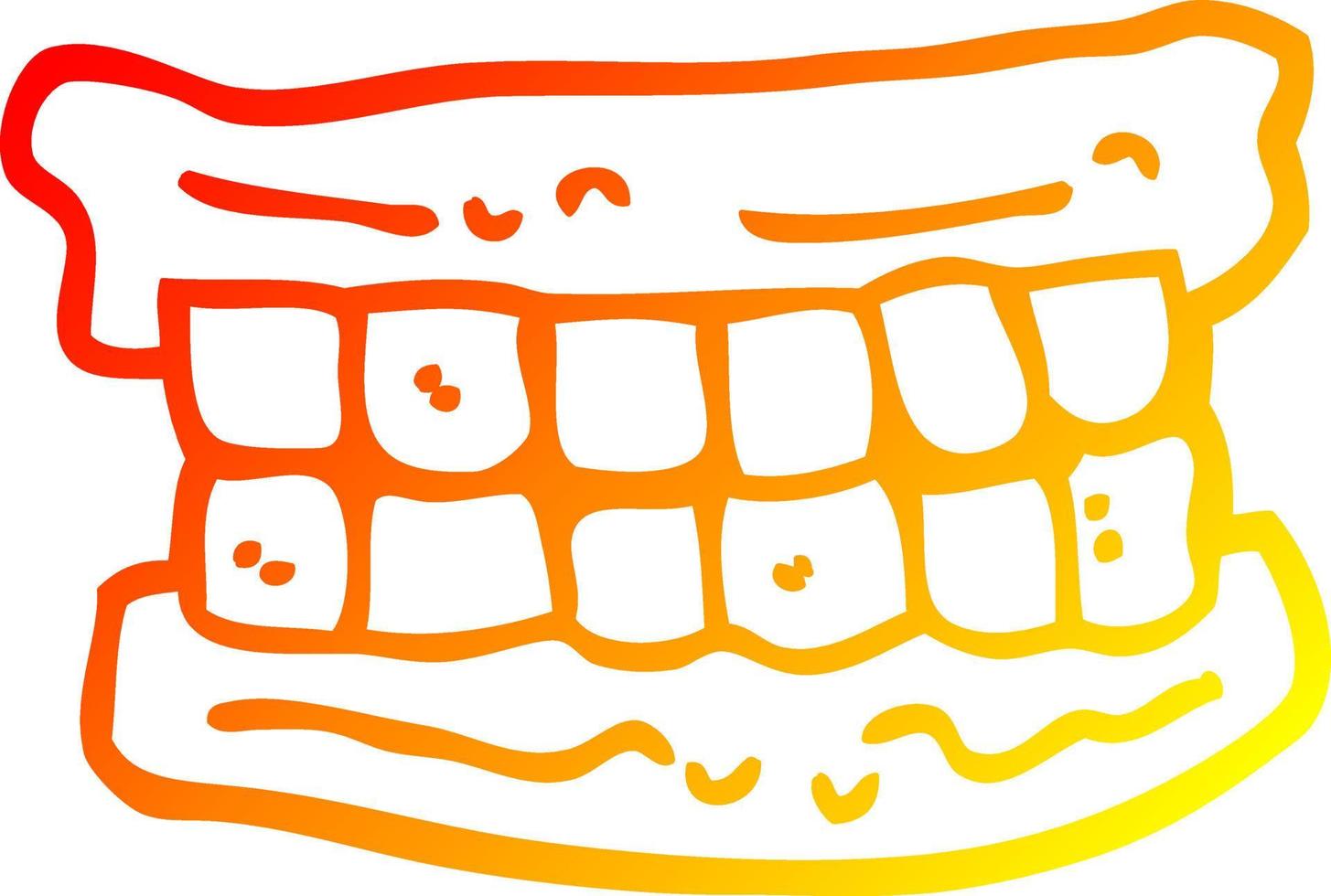 Denti falsi del fumetto del disegno della linea a gradiente caldo vettore