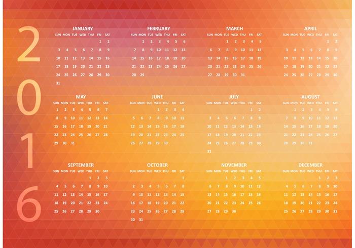 Calendario poligonale astratto di vettore astratto 2016