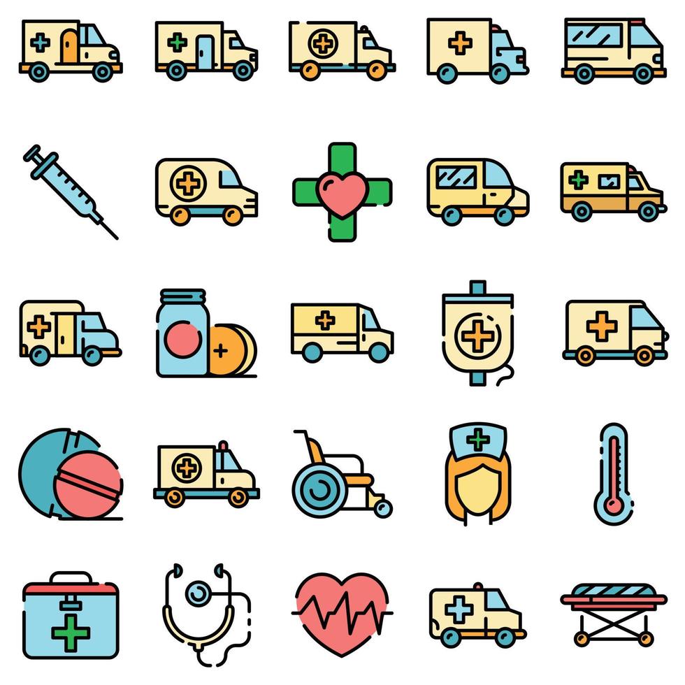 icone dell'ambulanza vettore piatto