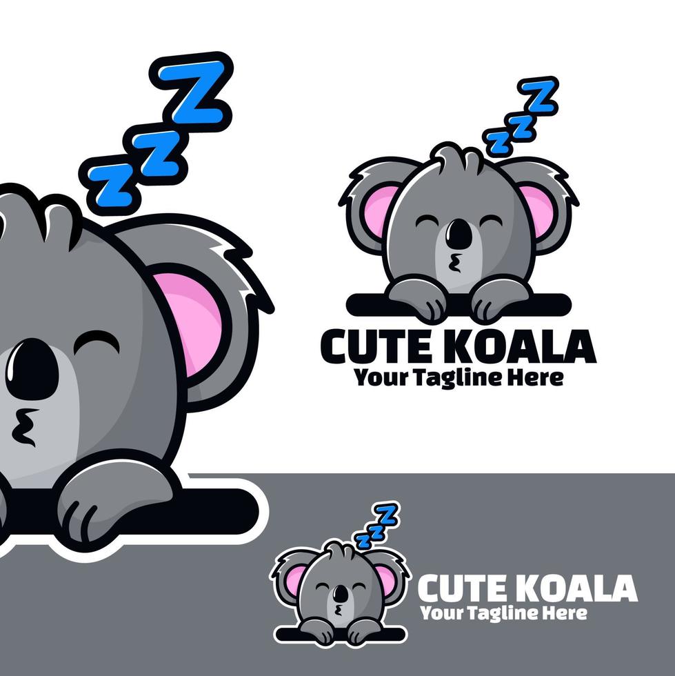 carino logo koala sonno arte illustrazione vettore